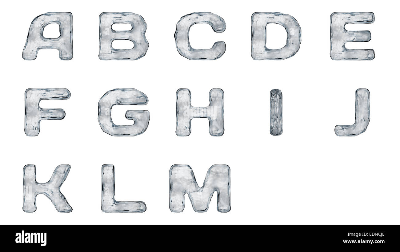 Icey Letter set isolated on a white background. Stock Photo