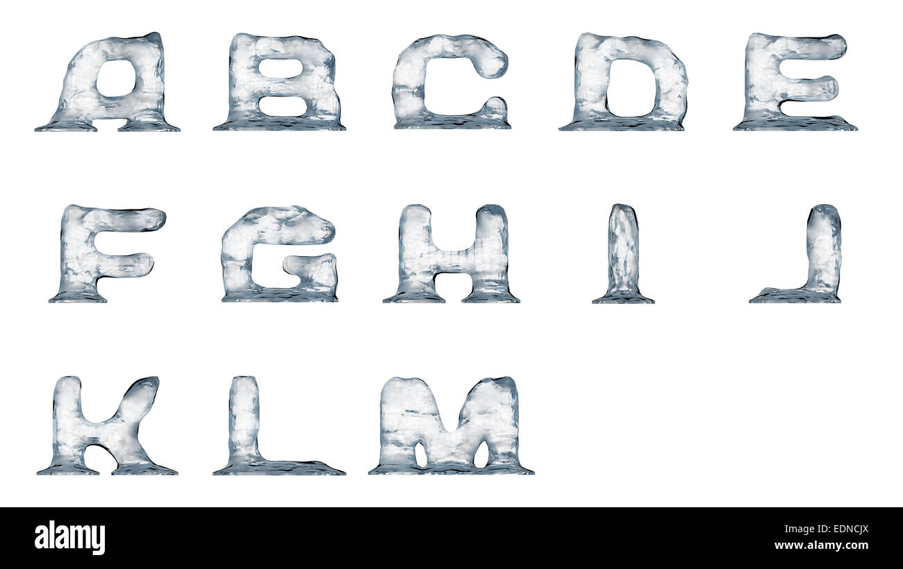 Melting ice text elements isolated on a white background. Stock Photo