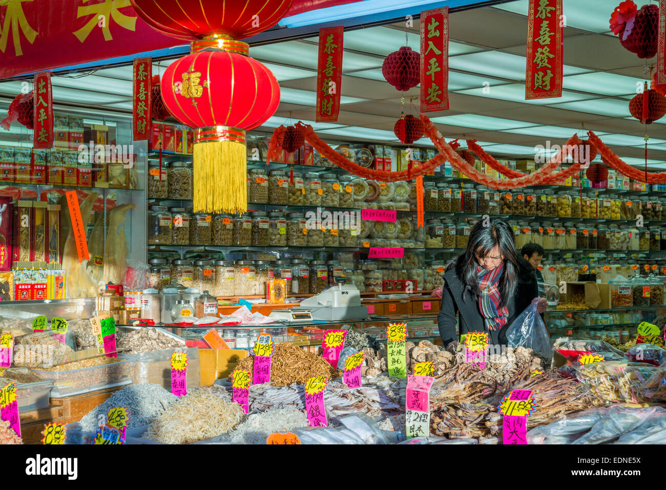 Chinese herbalist storefront, Chinatown, Vancouver, British Columbia, Canada, Stock Photo