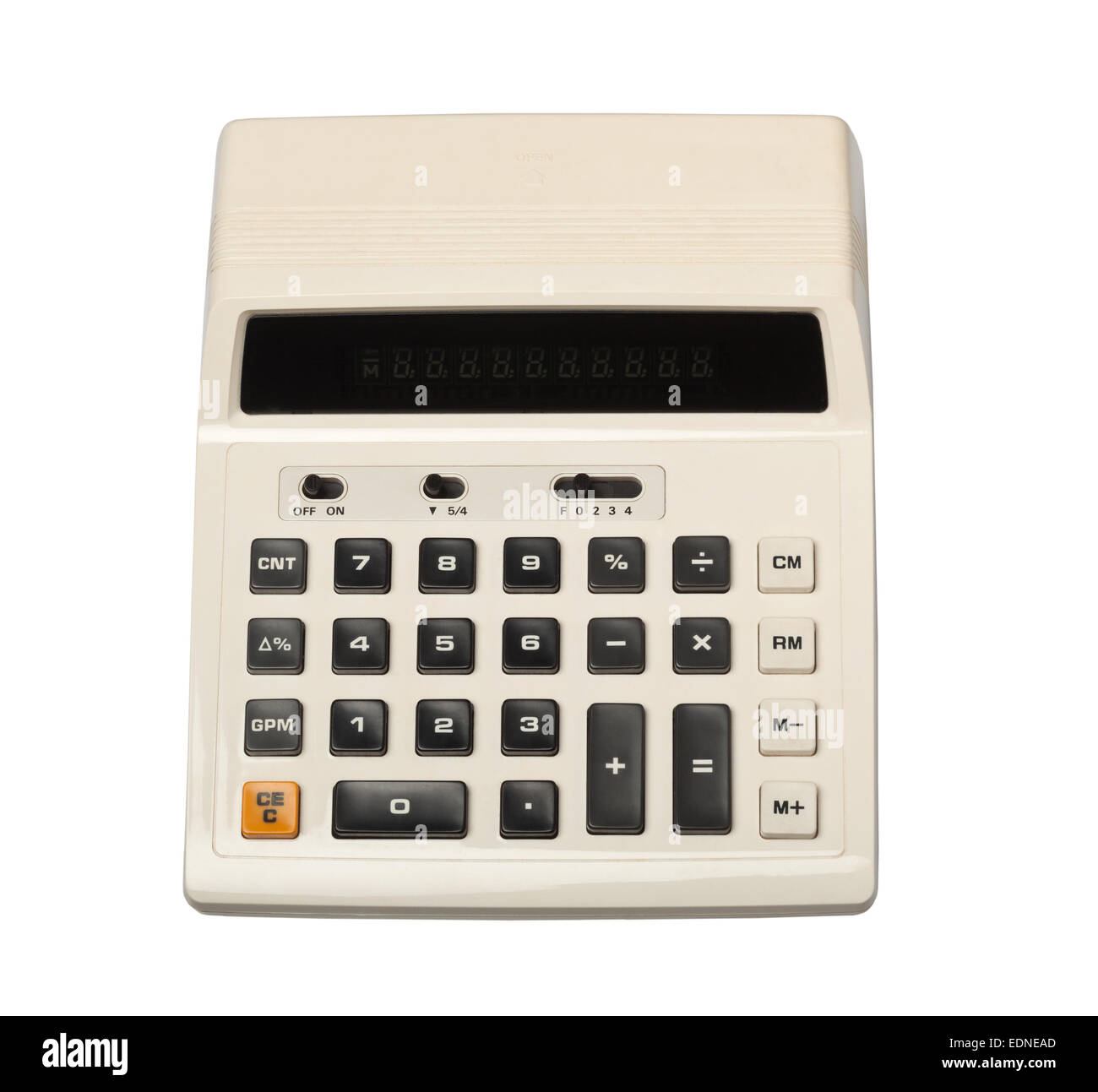 Retro styled calculator isolated on white background Stock Photo