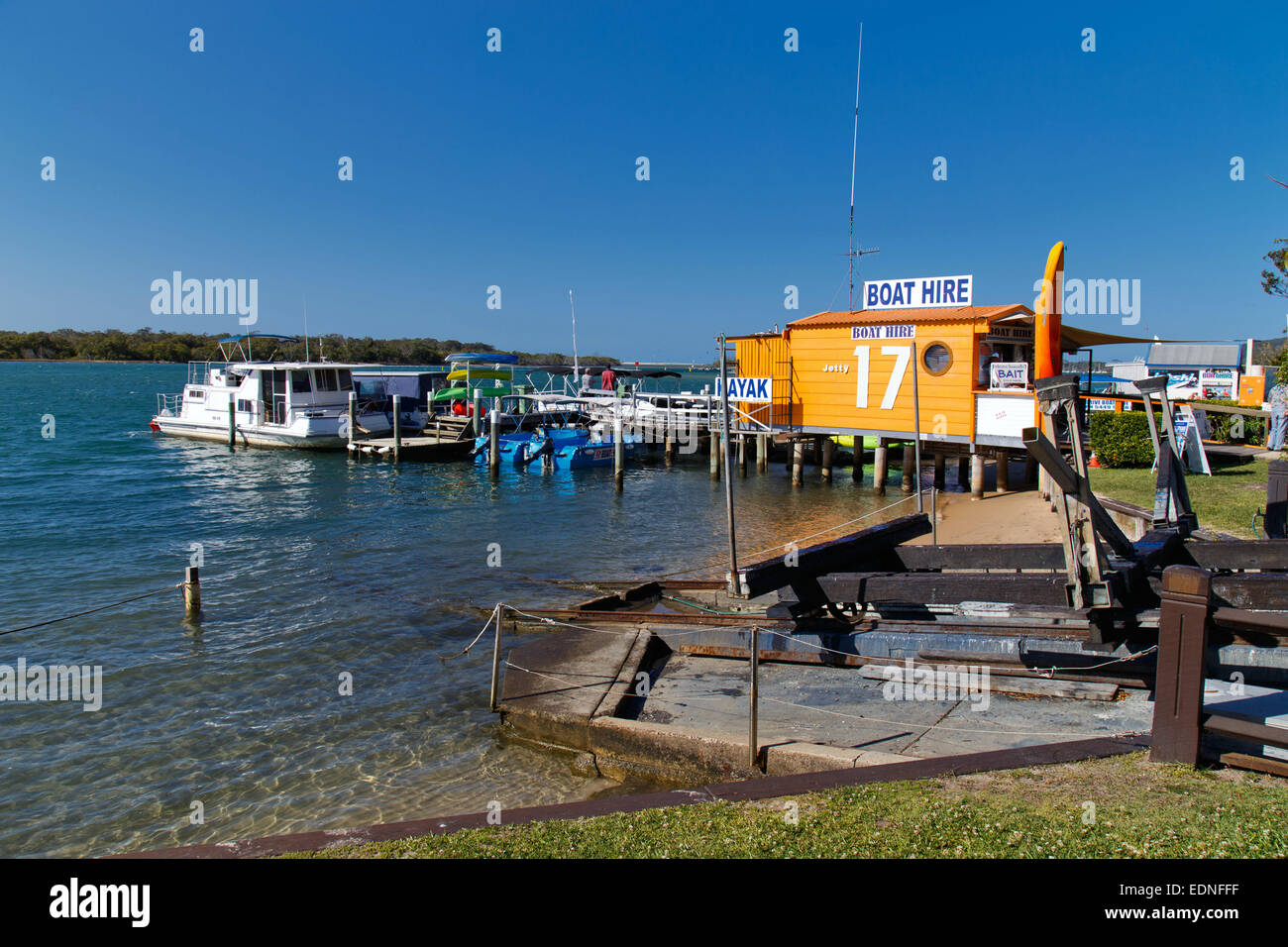 Boat Hire on the Noosa River Stock Photo Alamy