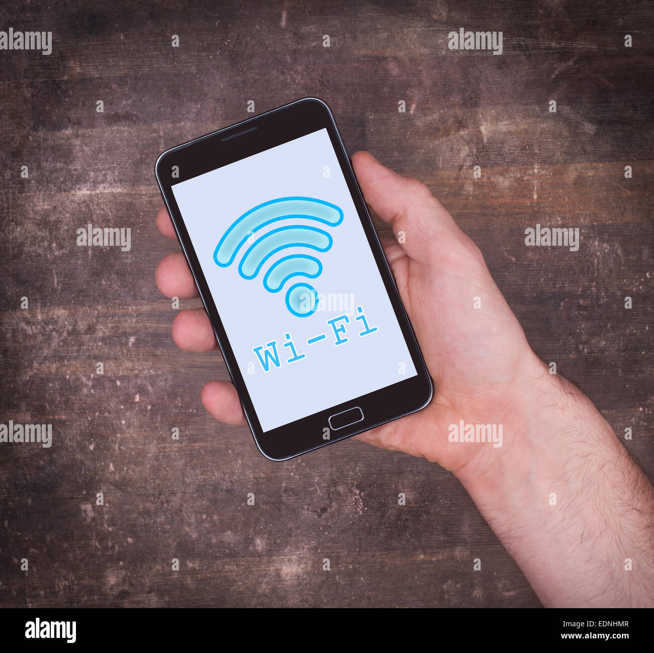 Wi-Fi on a mobile phone, vintage setting Stock Photo