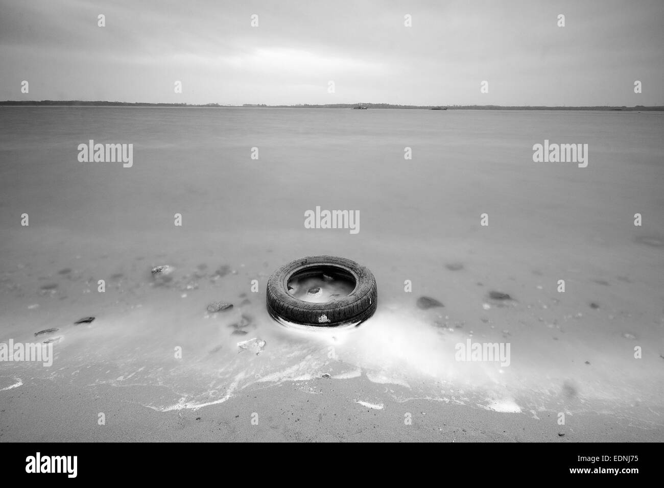 Abstract black and white landscape at the lake Stock Photo - Alamy