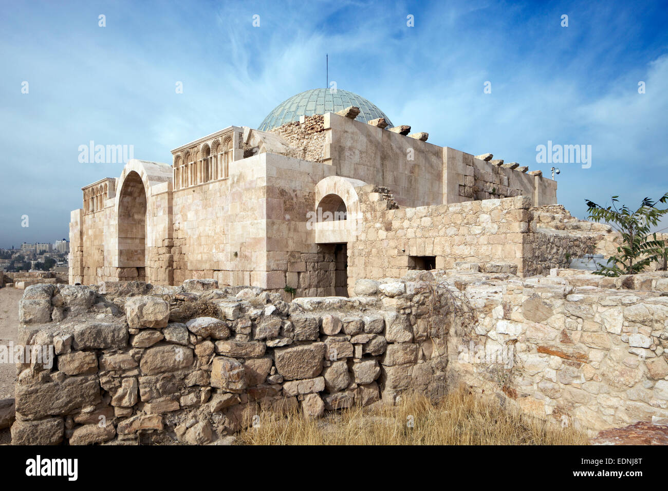 Umayyad palace, mosque, Jabal el Qala, Amman Citadel, ruins, columns, Amman, Jordan Stock Photo