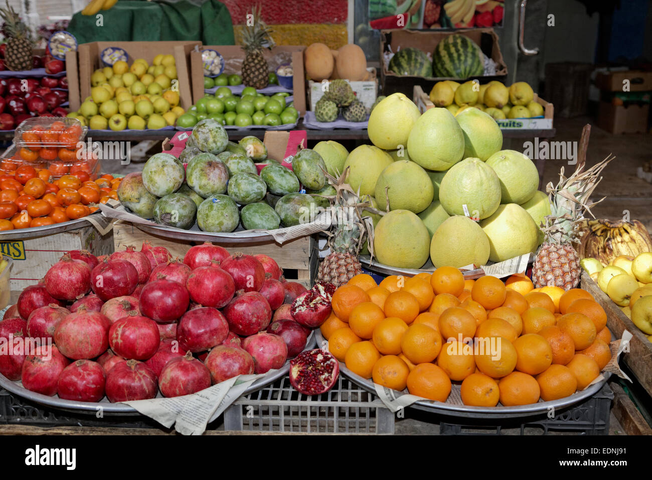 Fruit stall in the fruit market, souk, Amman, Jordan Stock Photo