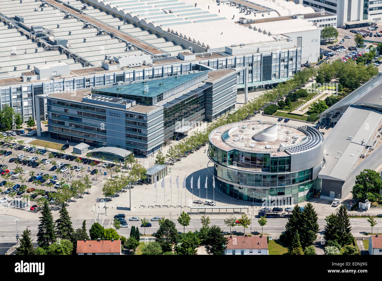 Aerial view, corporate headquarters of Audi AG at the main plant, Ingolstadt,  Upper Bavaria, Bavaria, Germany Stock Photo - Alamy