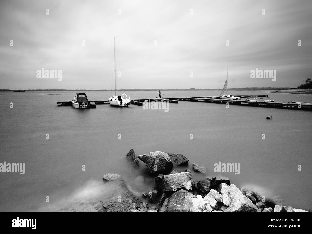 Black and white landscape at the lake Stock Photo - Alamy