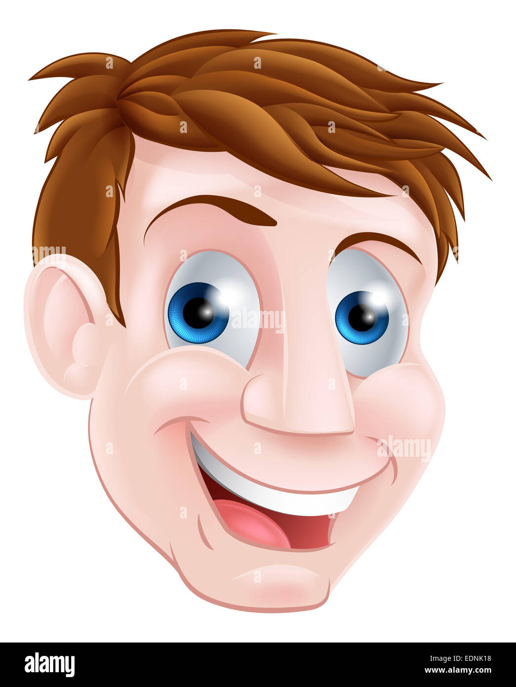 A happy smiling cartoon character mans face Stock Photo