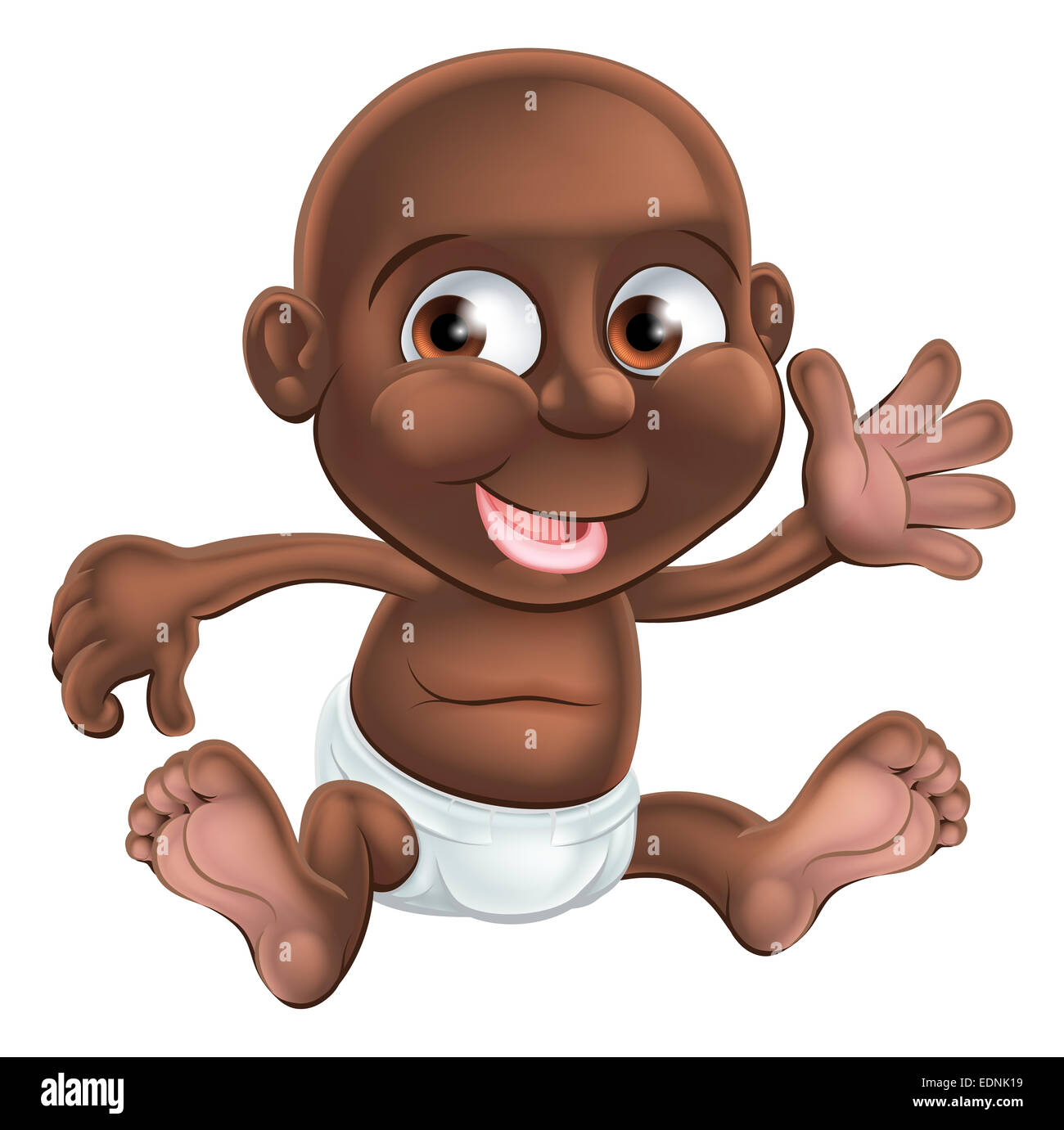 An illustration of a cute happy cartoon baby waving Stock Photo