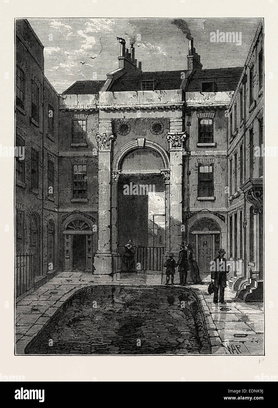 ESSEX WATER GATE, ESSEX STREET, STRAND. London, UK, 19th century engraving Stock Photo