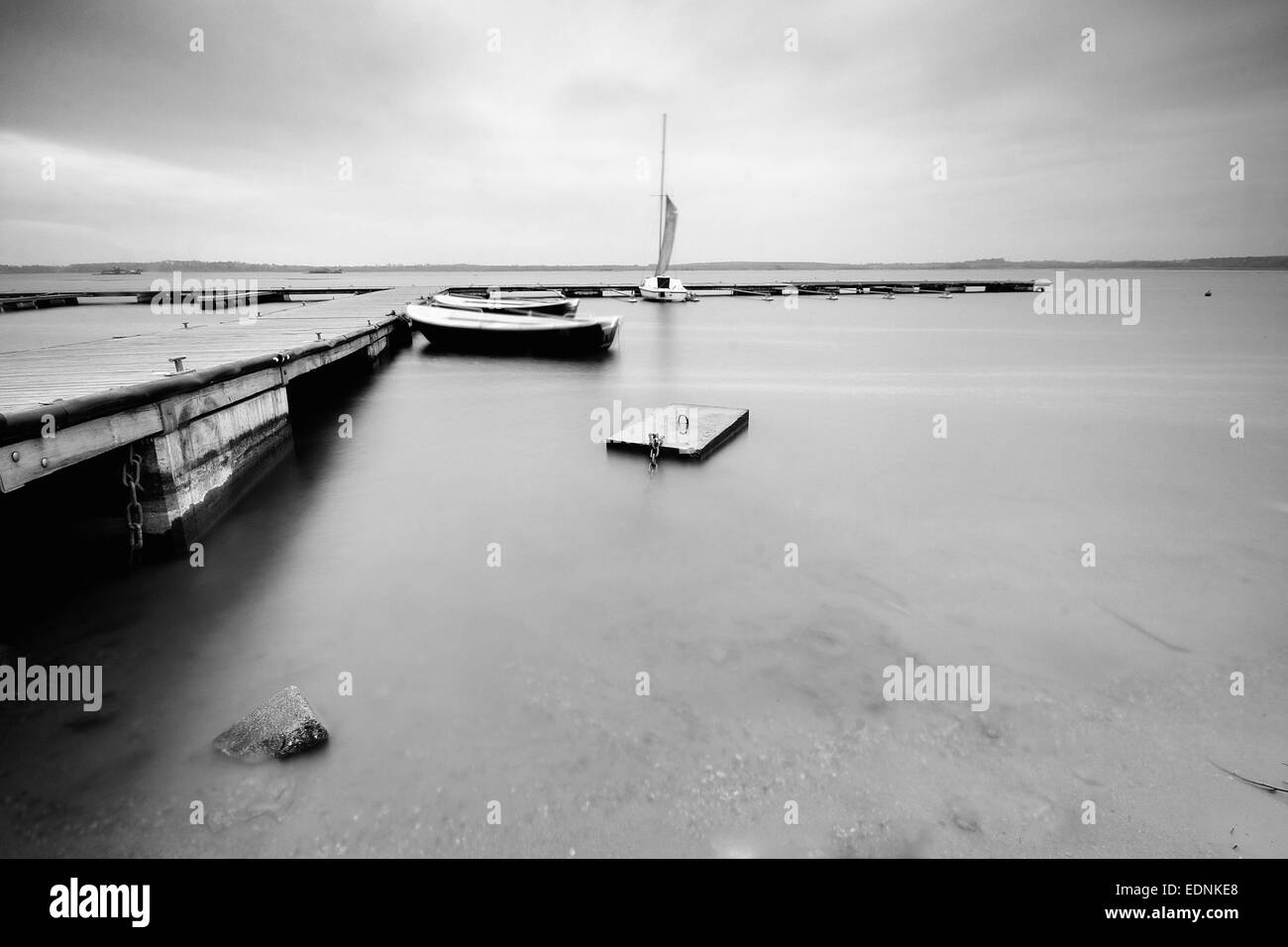 Black and white landscape at the lake Stock Photo - Alamy