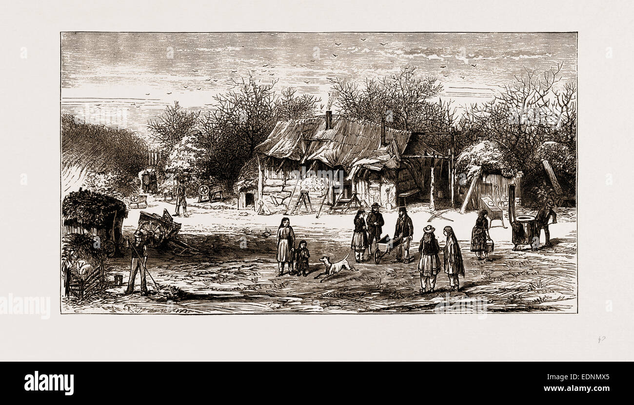 THE SHAKERS' PRESENT ENCAMPMENT IN THE NEW FOREST, 1875 Stock Photo