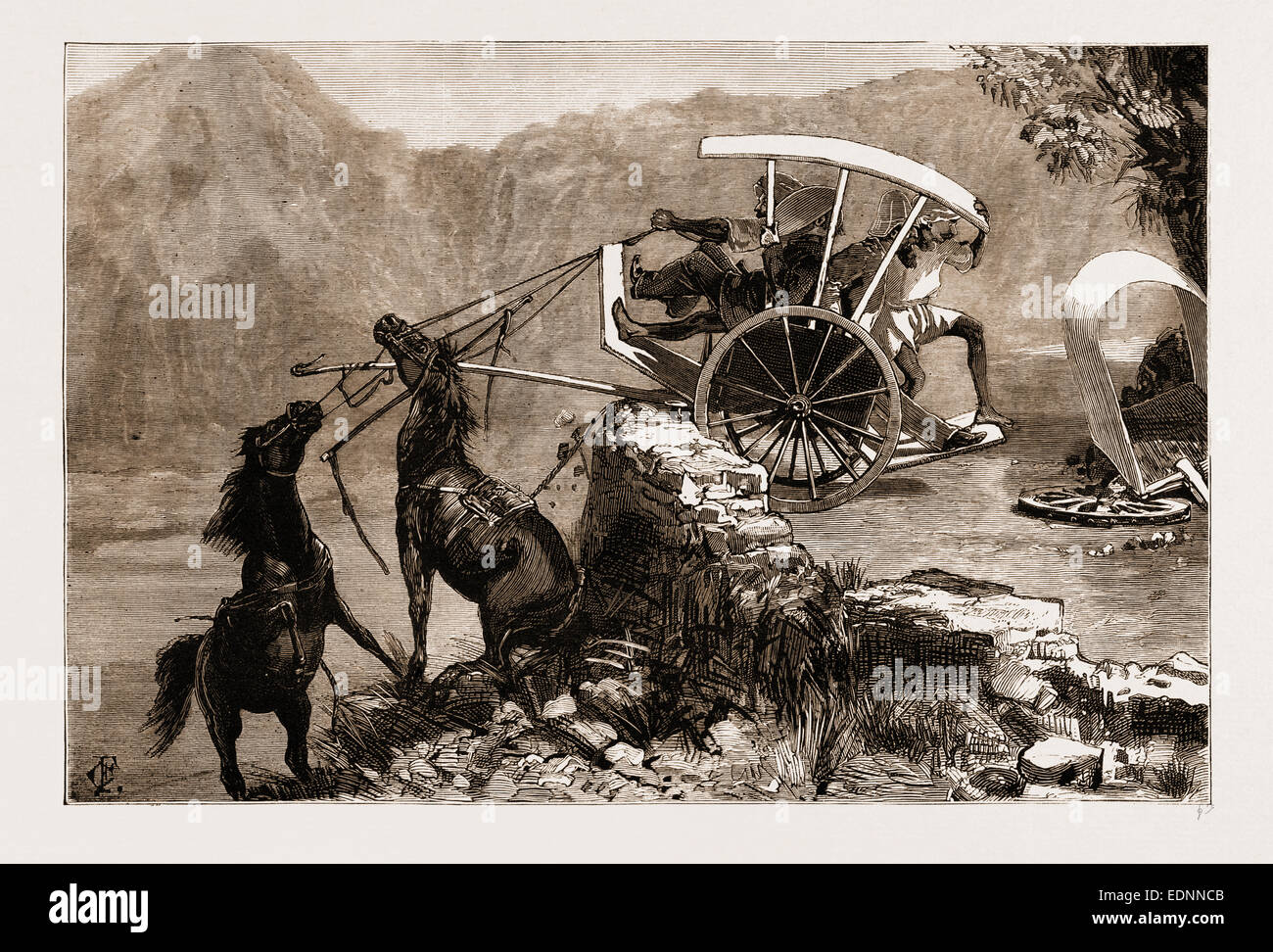 MOUNTAIN TRAVELLING IN INDIA, 1881: THE SHORTEST WAY DOWN THE COONOOR GHAUT Stock Photo