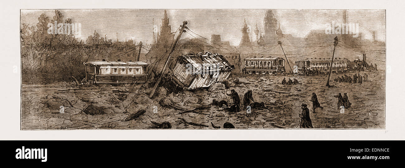 THE LATE CZAR ALEXANDER II.: THE ATTEMPT TO BLOW UP THE IMPERIAL TRAIN NEAR MOSCOW, DEC. I, 1879, SCENE AFTER THE EXPLOSION Stock Photo