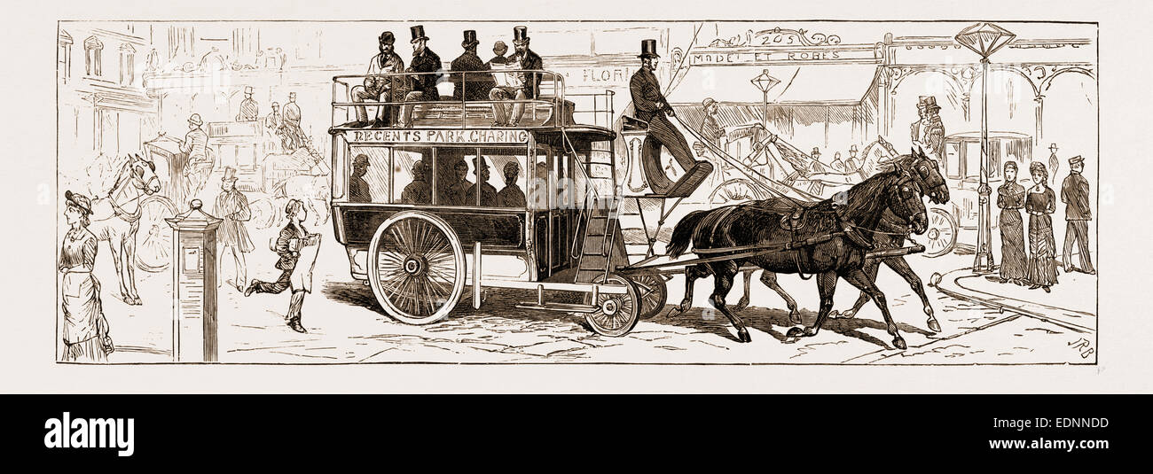 LONDON TRAVELLING: THE NEW ROAD CAR, UK, 1881 Stock Photo