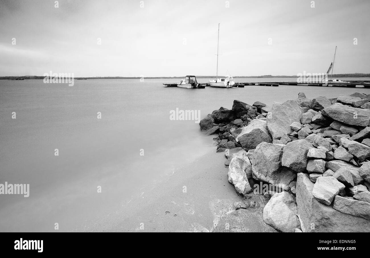 Black and white landscape at the lake Stock Photo - Alamy