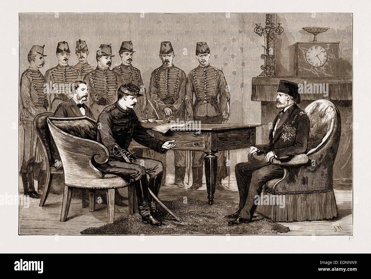 THE FRENCH OCCUPATION OF TUNIS, THE BEY SIGNING THE TREATY WITH FRANCE