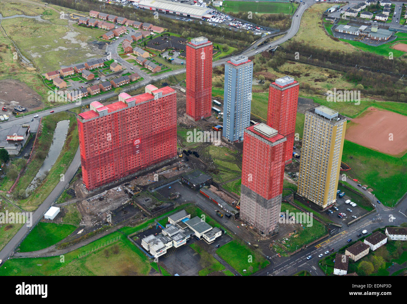aerial view of the Red Road flats, Glasgow Stock Photo Alamy