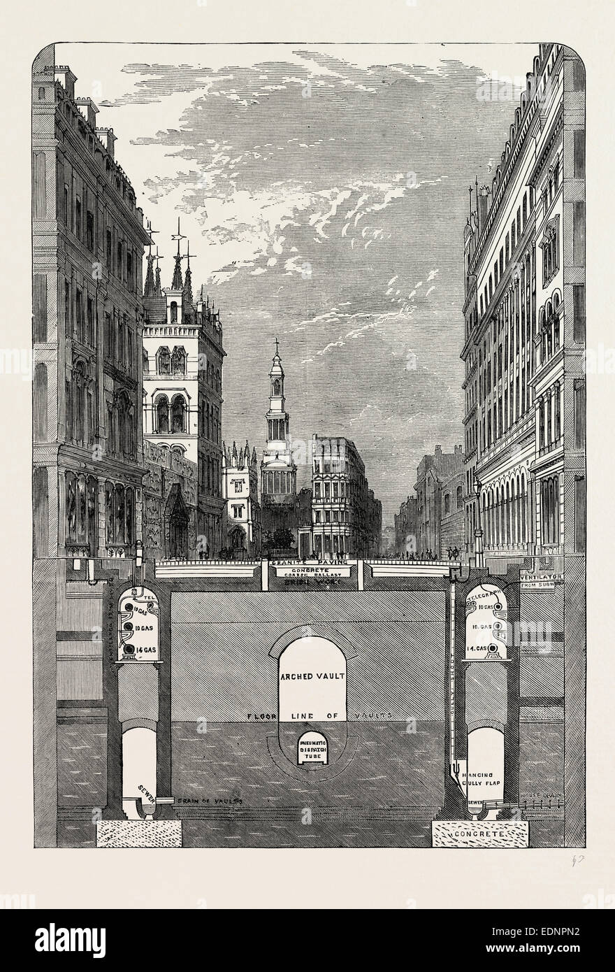 Antique Print Dated 1876 Section Of The Holborn Viaduct Showing The Subways London Engraving London Underground History Picture Art
