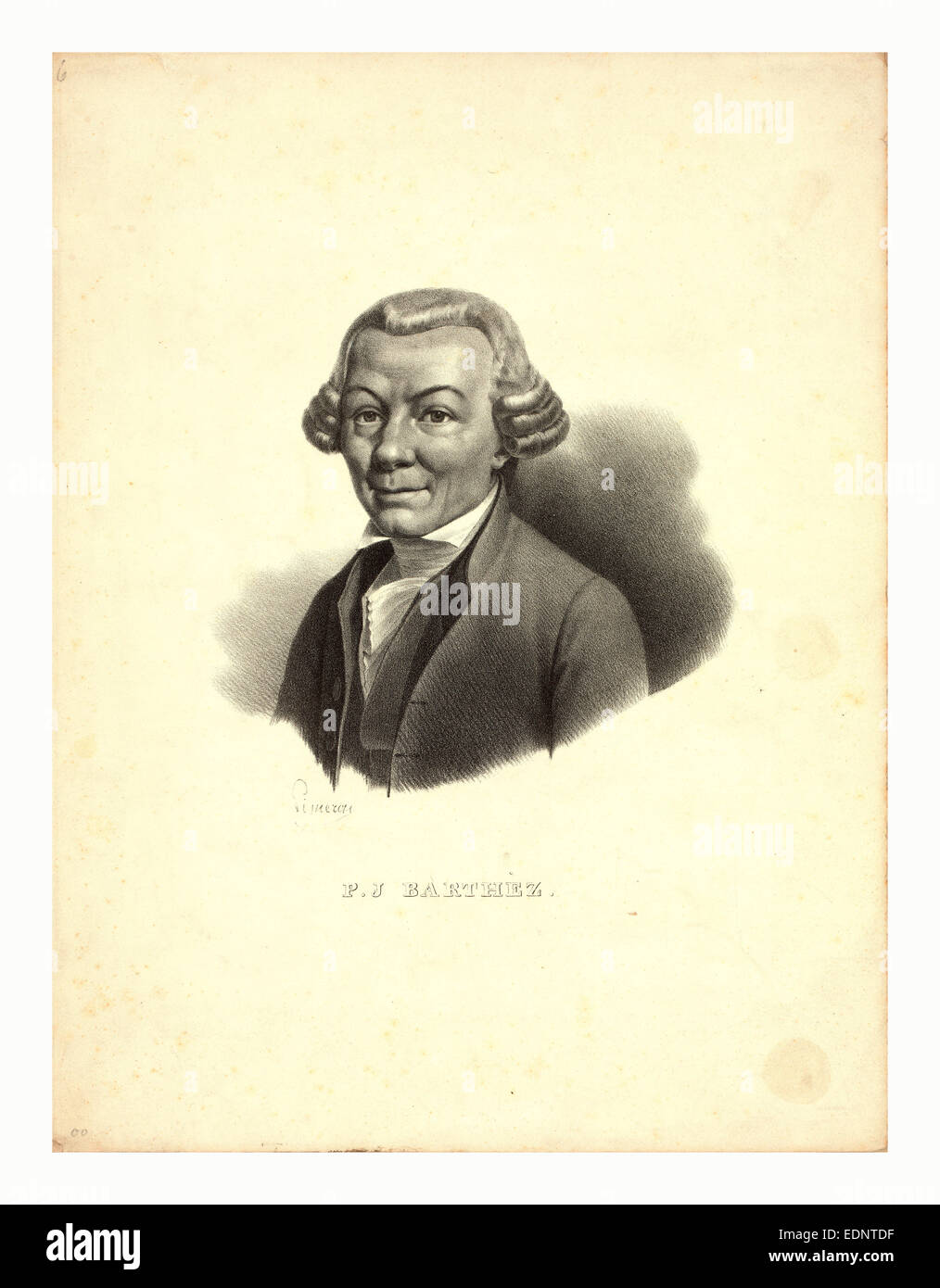 P.J. Barthez / Pigueron., ca. 1800 , Head-and-shoulders portrait of scientist P.J. Barthez Stock Photo