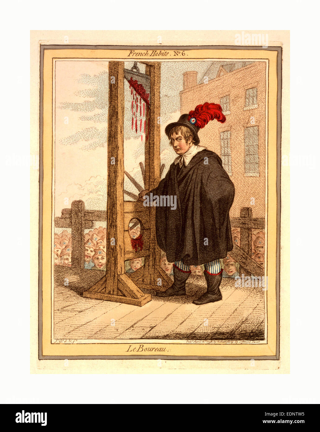 Le Boureau, Gillray, James, 1756-1815, engraving 1798, George Tierney dressed as an executioner standing next to a guillotine Stock Photo