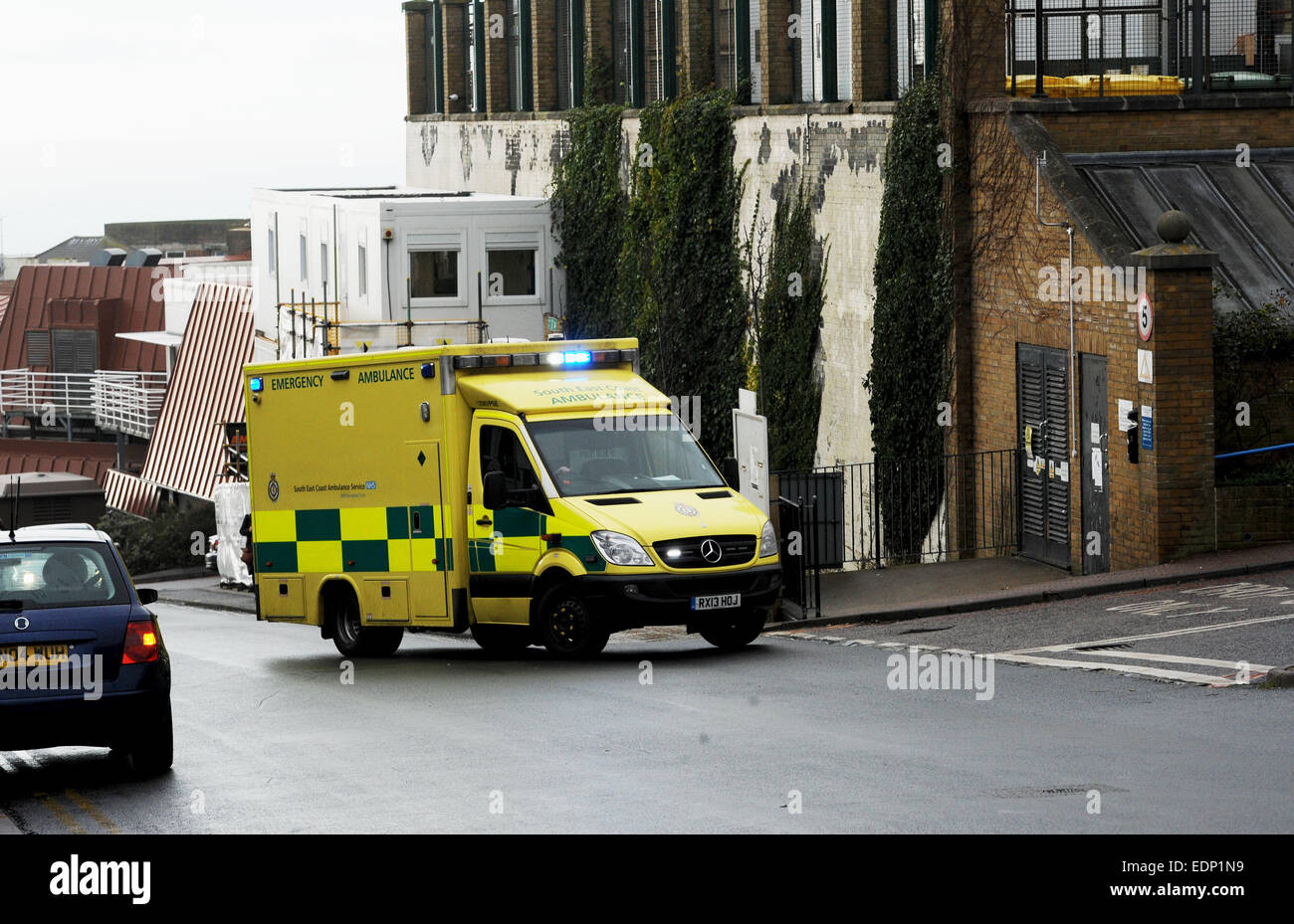 Ambulances lined up outside the Accident and Emergency Department of