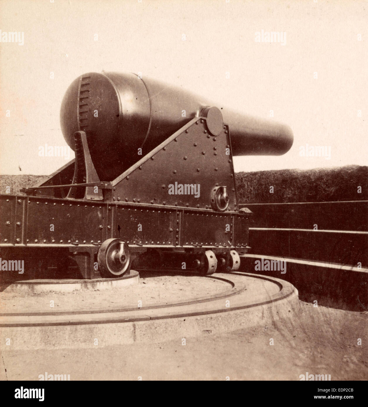 Fifteen-inch gun in Battery Rodgers on the Potomac, USA, US, Vintage photography Stock Photo