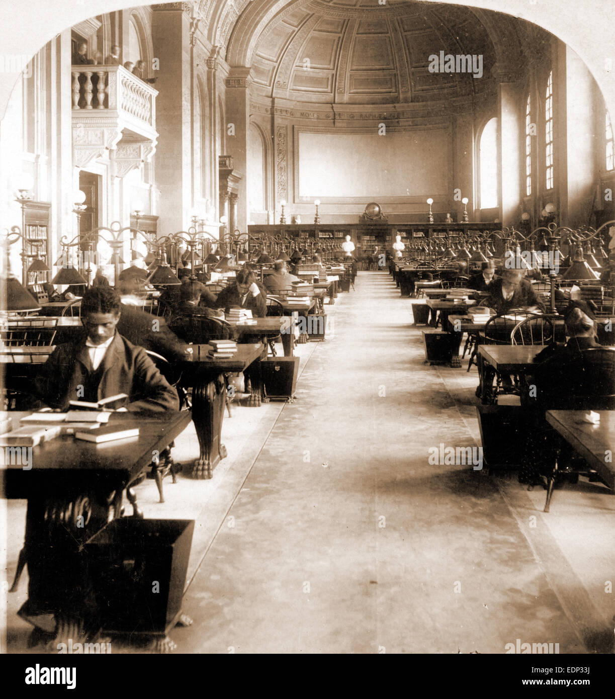 Interior of Bates Hall, Boston Free Library, US, USA, America, Vintage photography Stock Photo