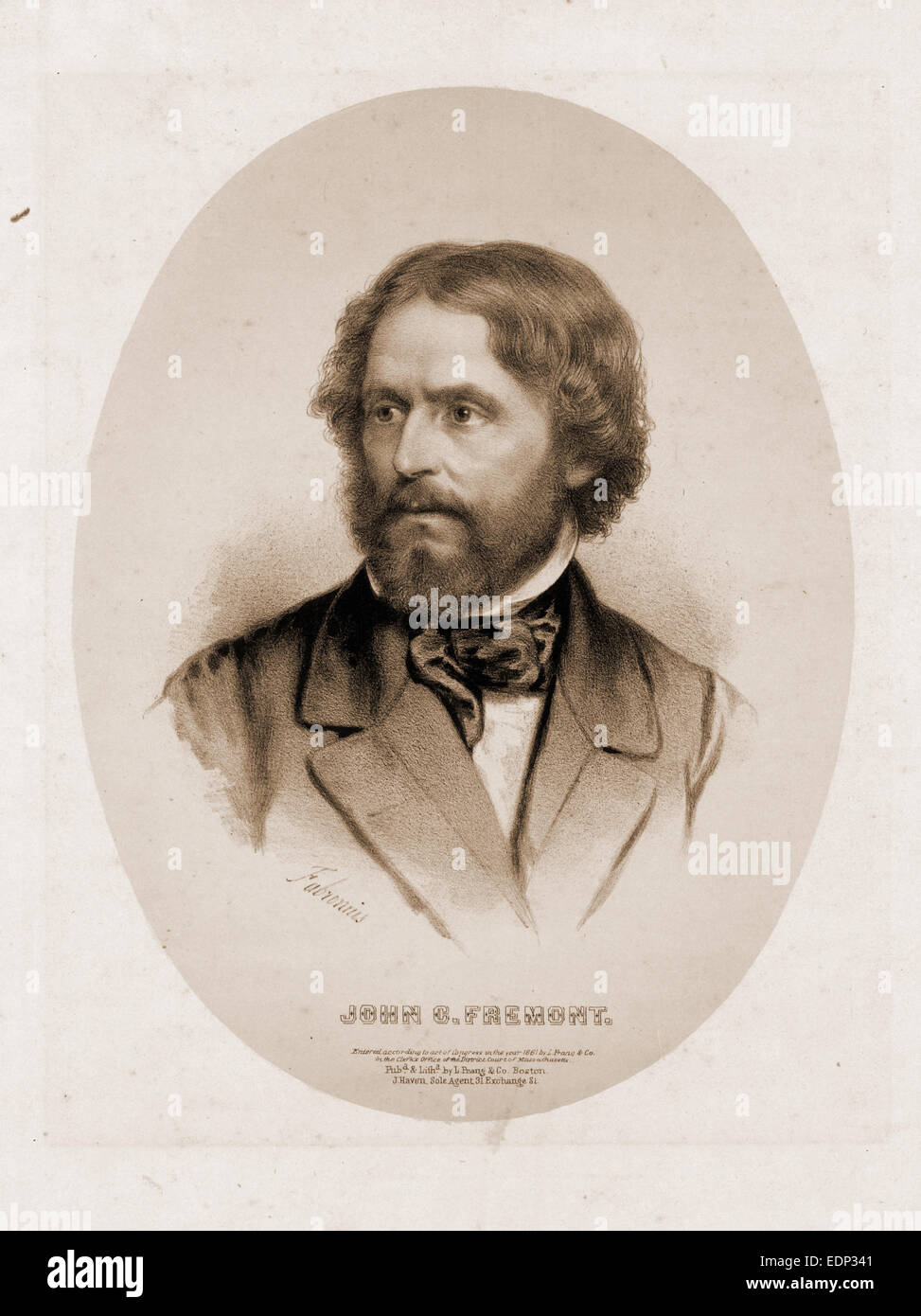 John C. Fremont / Fabronius.; Boston : L. Prang & Co., 1861.; 1 print : lithograph.; Portrait print of John C. Fremont Stock Photo