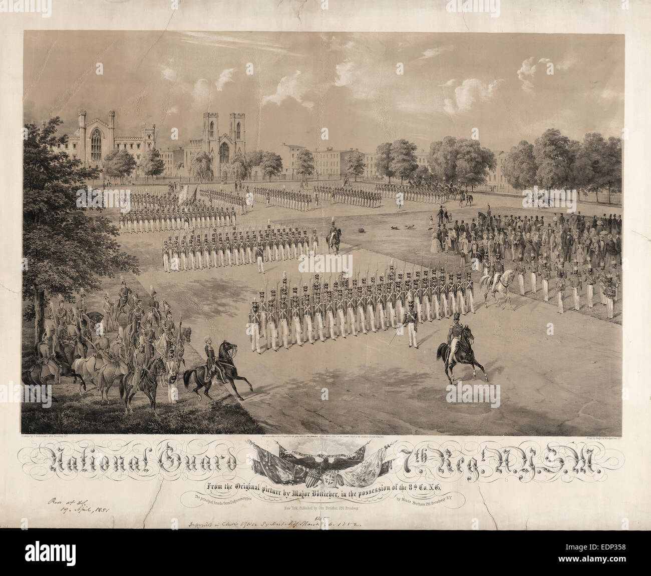 National Guard 7th Reg[imen]t N.Y.S.M. / on stone by C[harles] Gildemeister, 289 Broadway N.Y. ; print by Nagel & Weingaertner Stock Photo