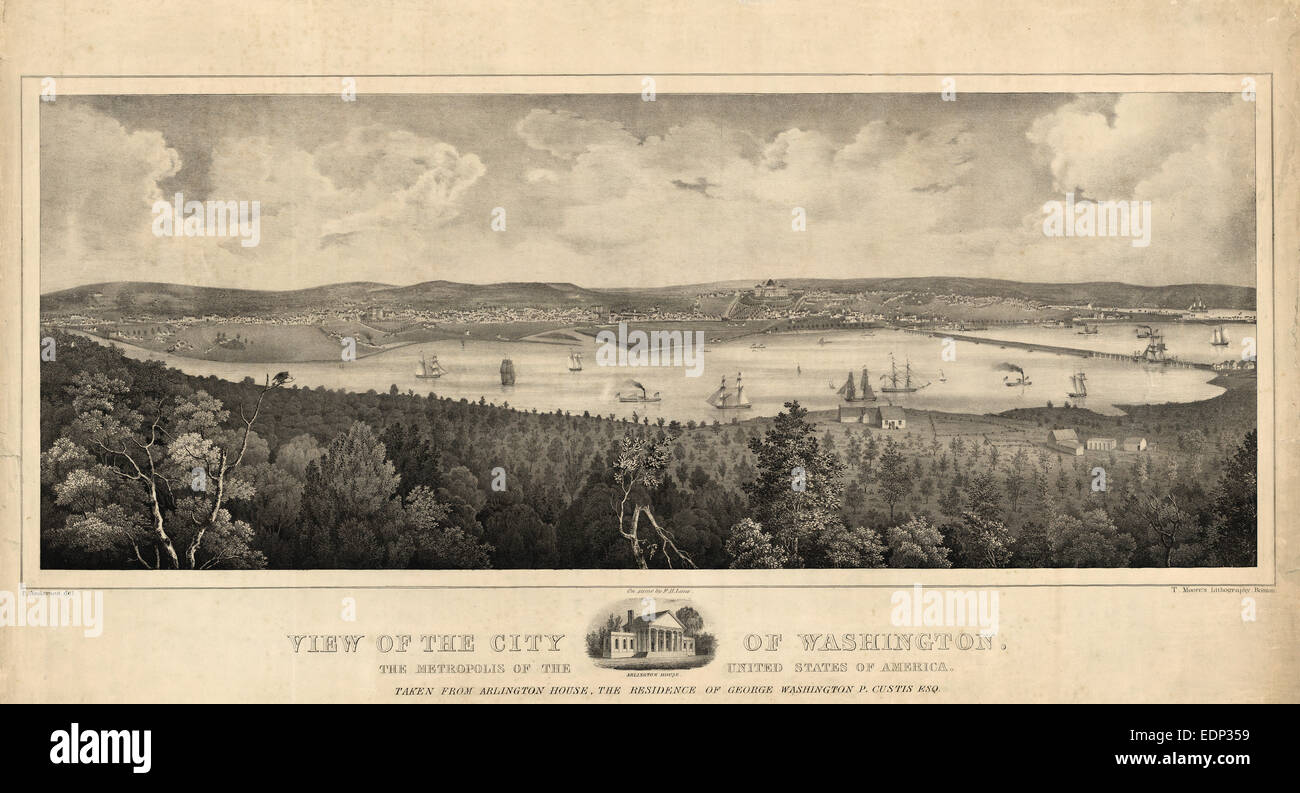 View of the city of Washington, the metropolis of the United States of America, taken from Arlington House Stock Photo