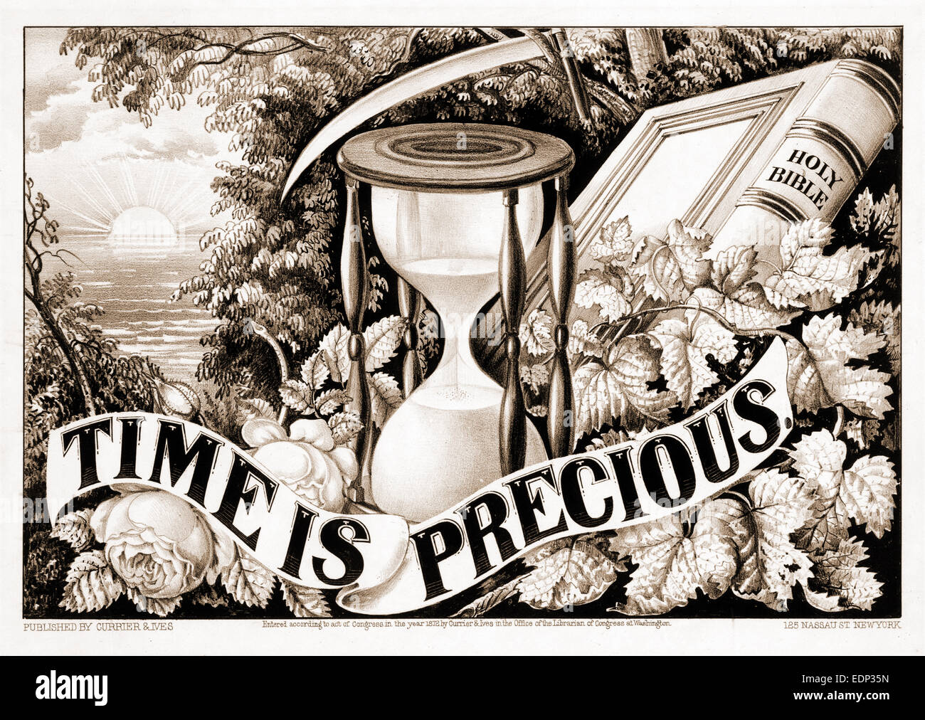 Time is precious; Currier & Ives.,; New York : Published by Currier & Ives, c1872.; 1 print : lithograph ; 34.3 x 44.8 cm. Stock Photo