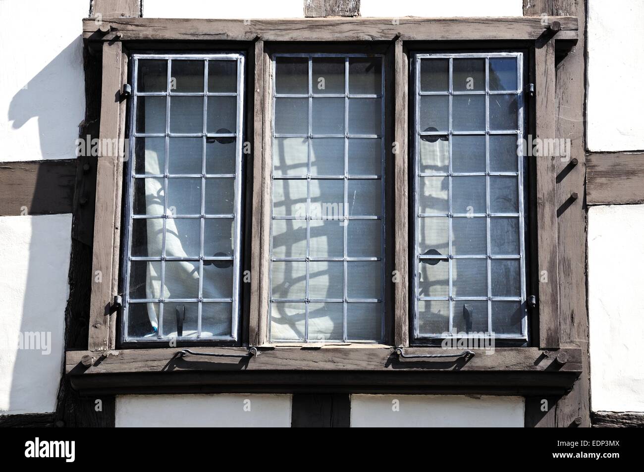 Old rustic window in a Tudor building, Tewkesbury, Gloucestershire, England, UK, Western Europe. Stock Photo