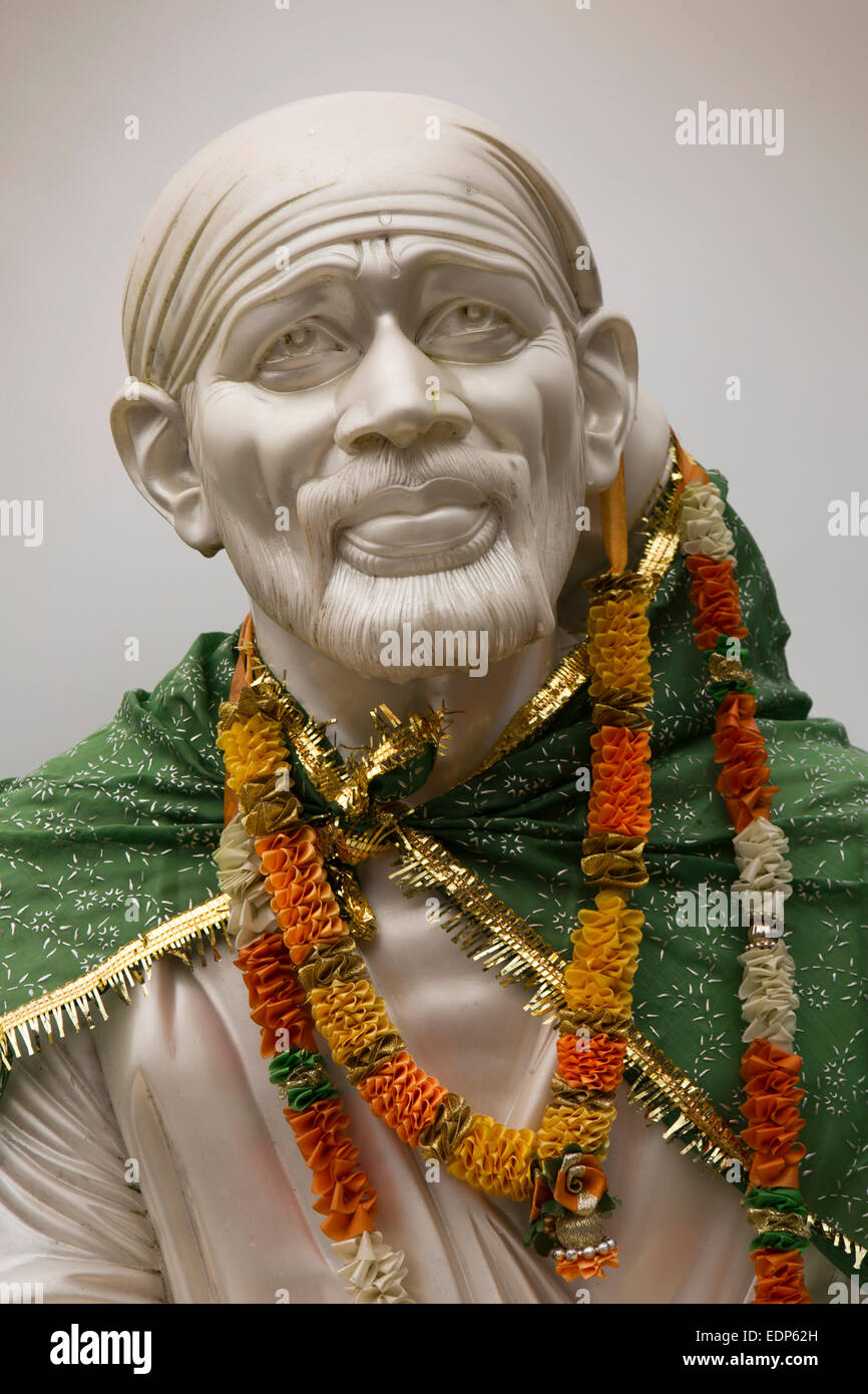 Mauritius, Grand Bassin, Ganga Talao temple statue of Indian Spiritual master Shirdi Sai Baba Stock Photo