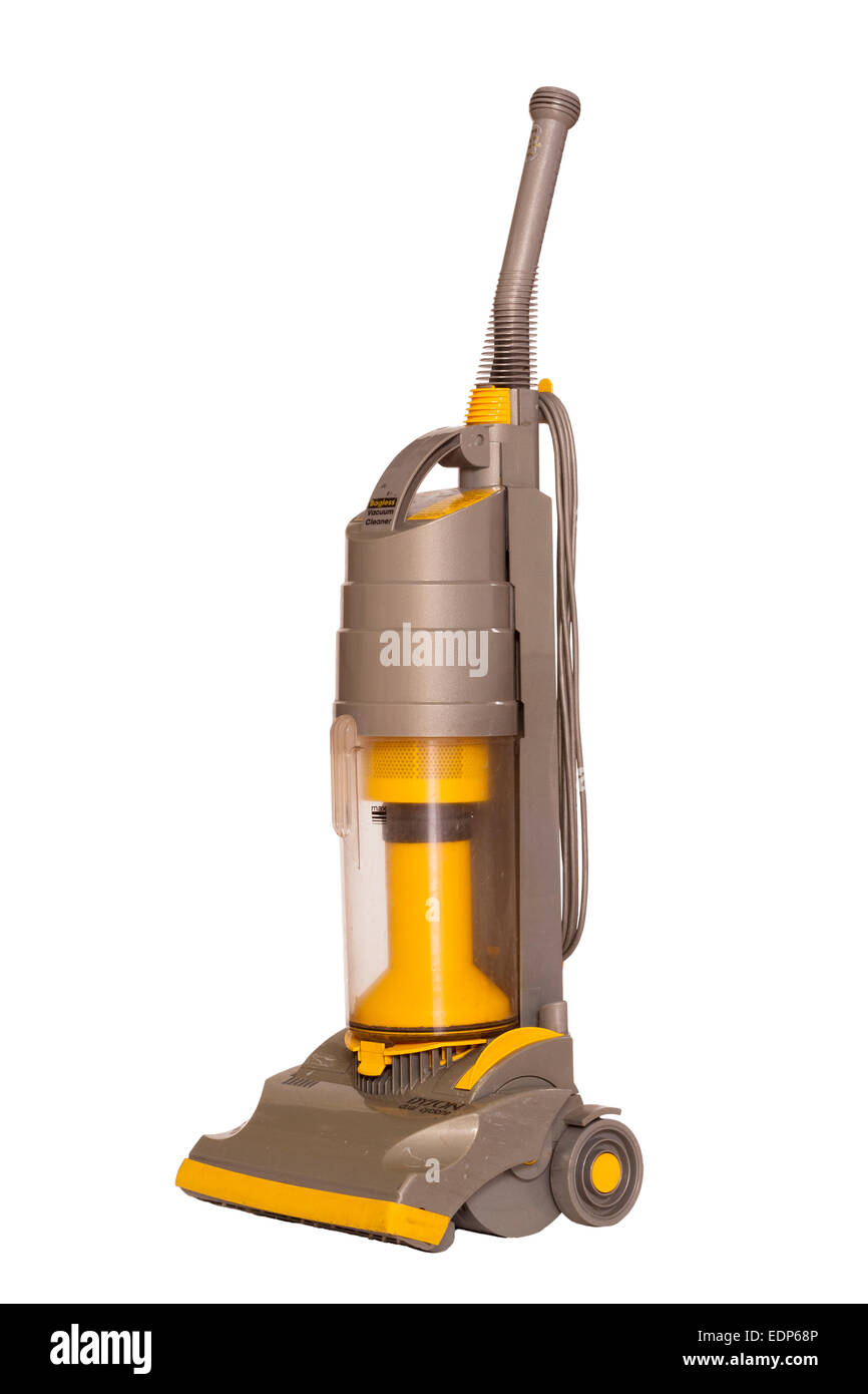 Used 1990s Dyson DC01 bagless 'hoover' vacuum cleaner, in original yellow  colour, as a cut out on white background. UK Stock Photo - Alamy