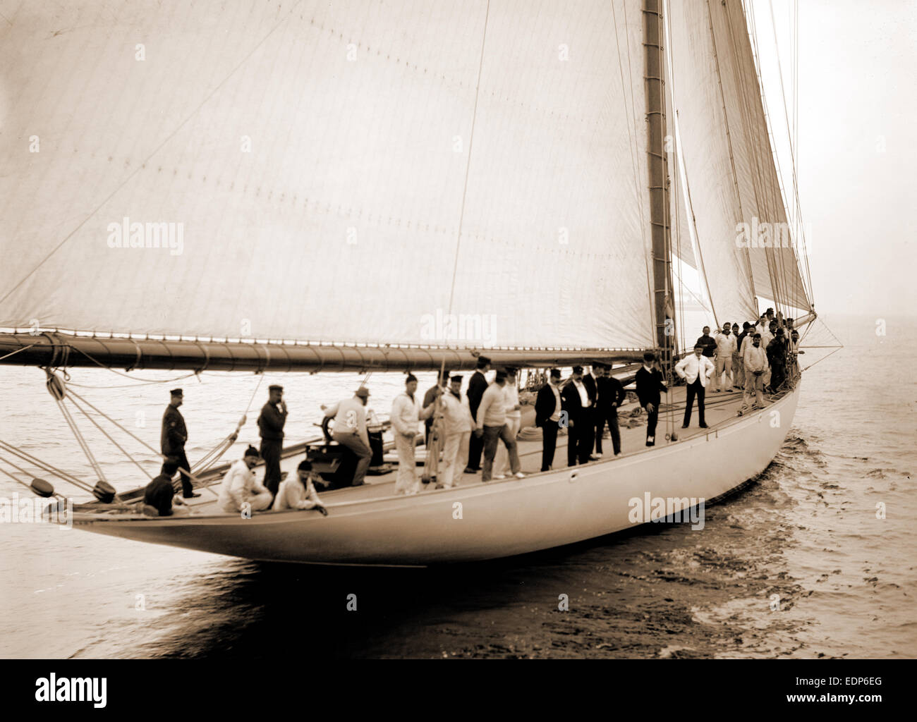 Deck of Vigilant, Vigilant (Yacht), Yachts, Seamen, 1893 Stock Photo