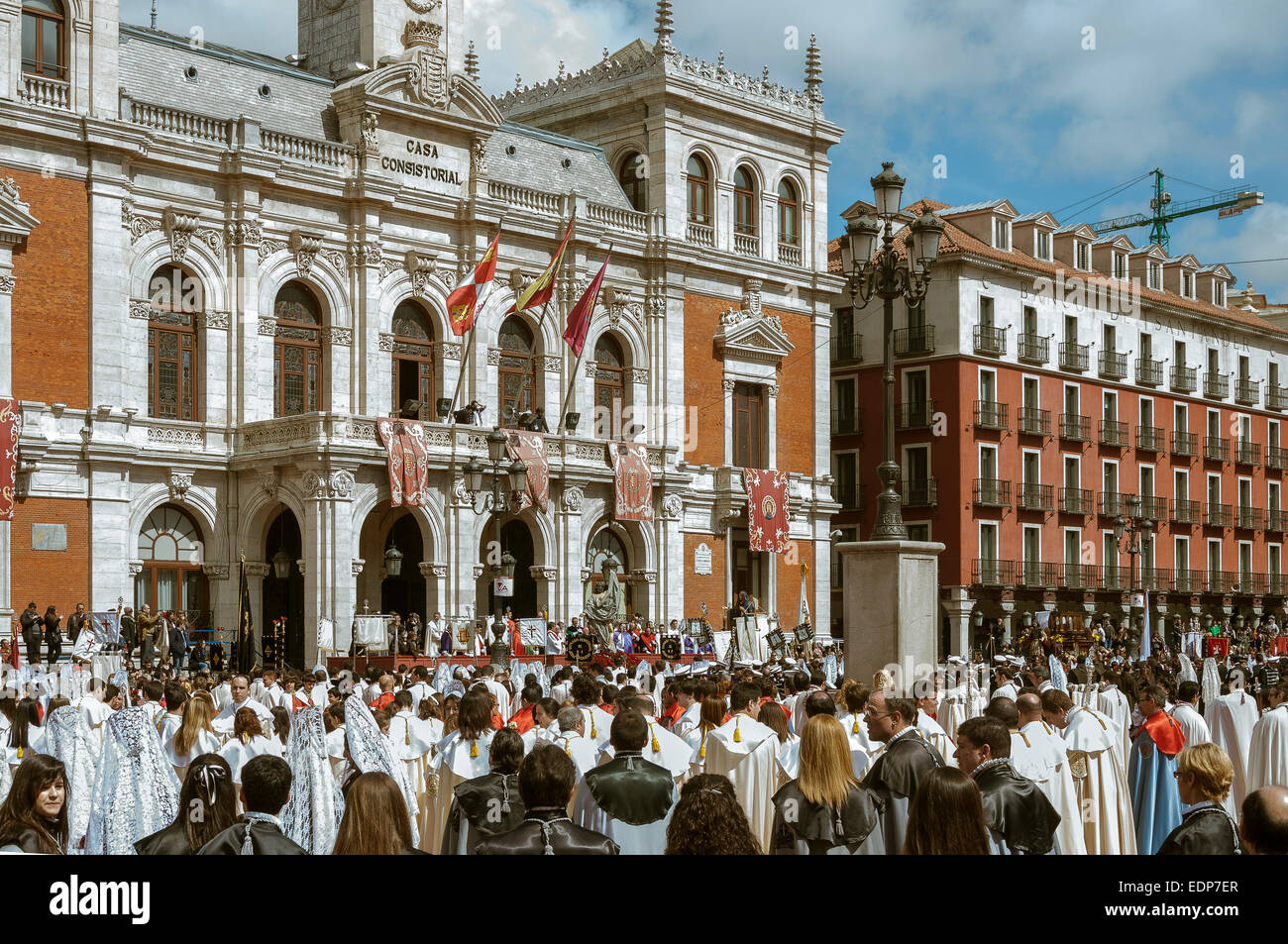 Easter in the Plaza Mayor of Valladolid outside City Hall, Castilla and Leon, Spain, Stock Photo