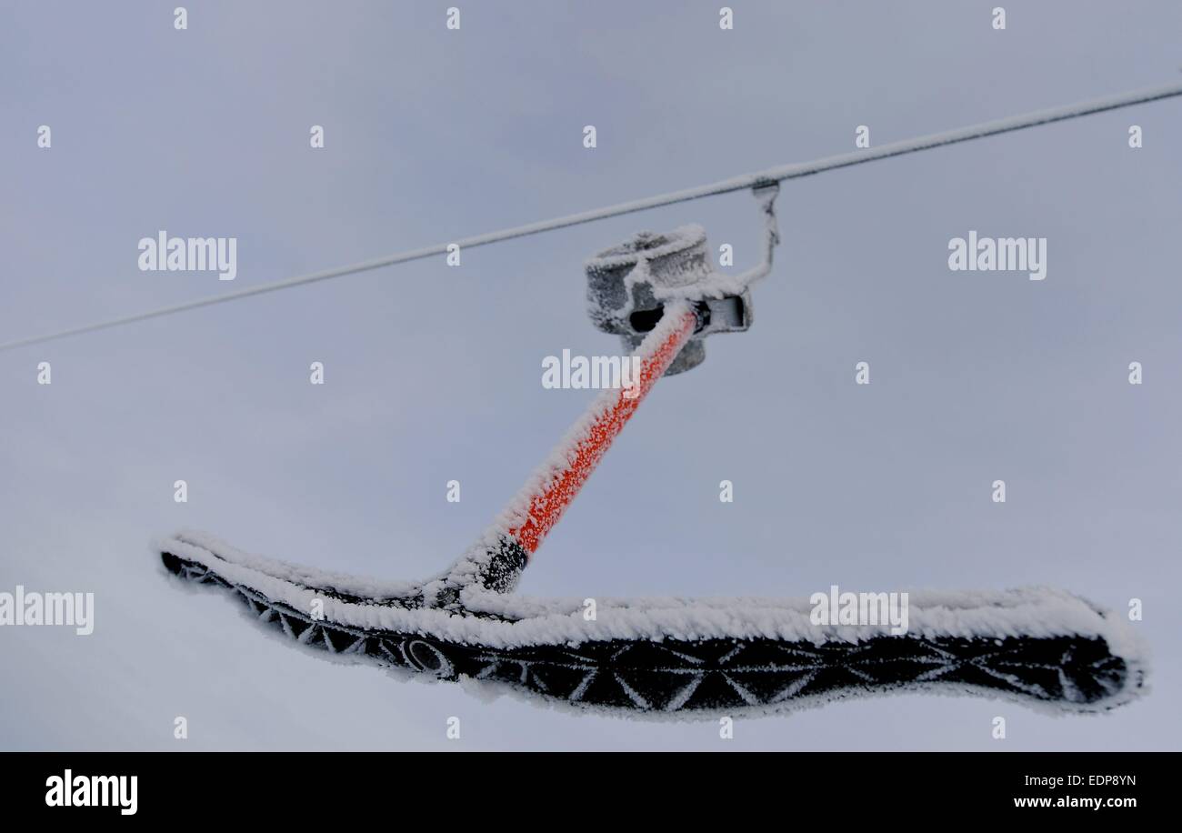 A ski lift, Germany, near city of Sonnenberg in the Harz mountains ...