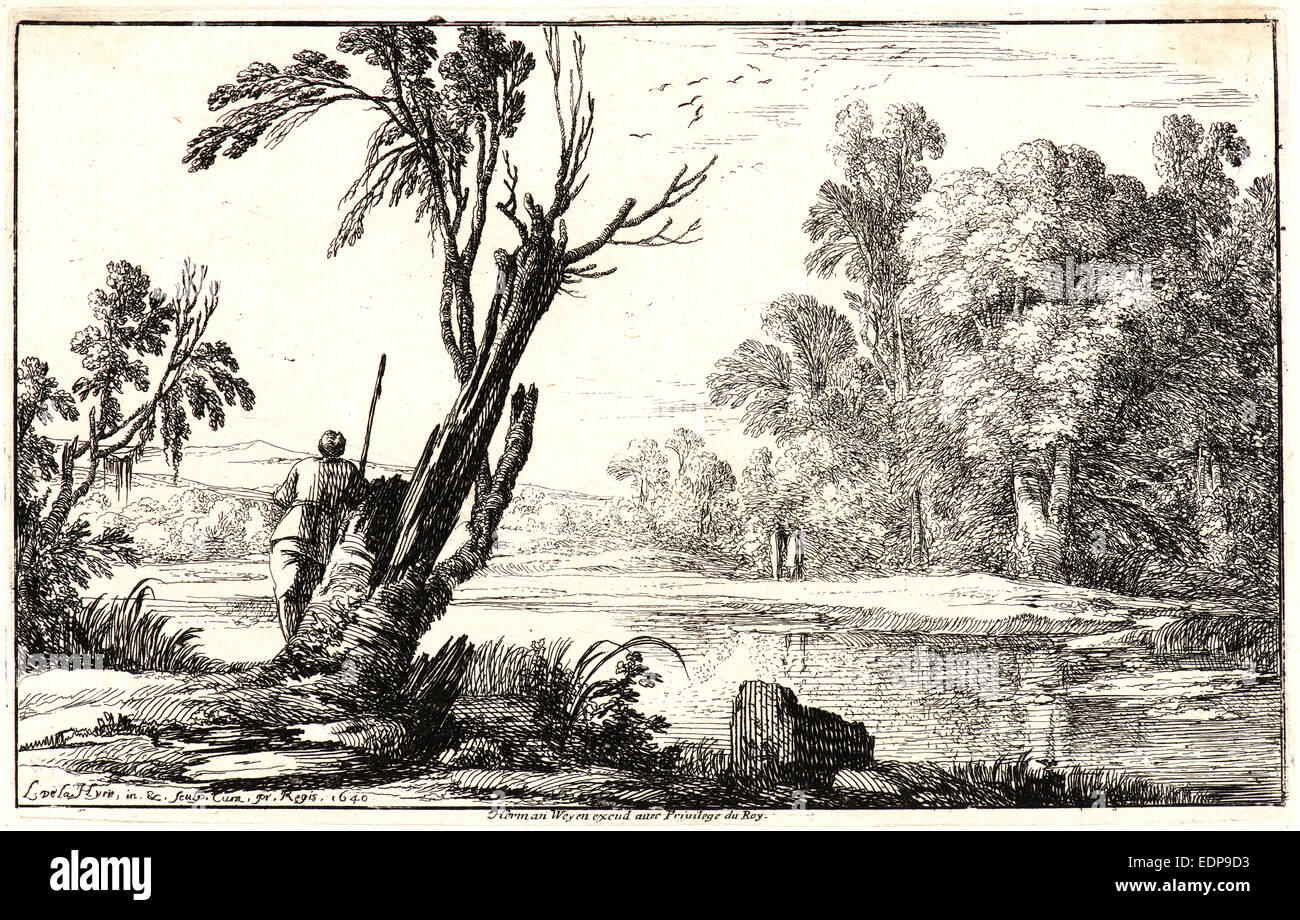 Laurent de La Hyre (French, 1606 - 1656). A Man Seen from the Back (L'Homme vu par le Dos), 1640. Etching Stock Photo