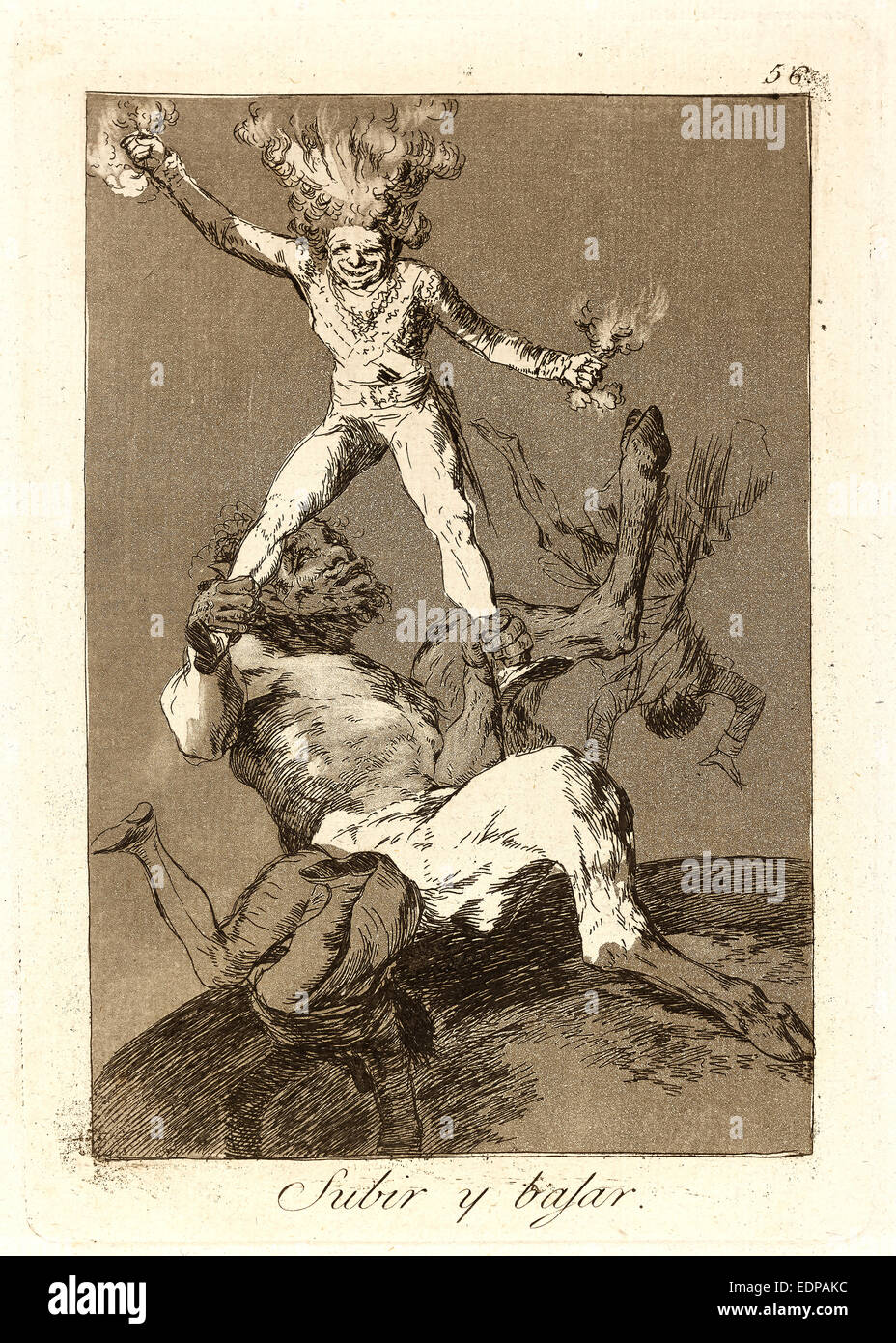 Francisco de Goya (Spanish, 1746-1828). Subir y bajar. (To rise and to fall.), 1796-1797. From Los Caprichos, no. 56. Etching Stock Photo