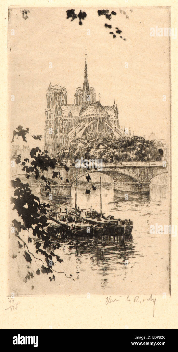 Henri Le Riche (French, born 1867 - ). Notre Dame, Paris. Etching and aquatint Stock Photo