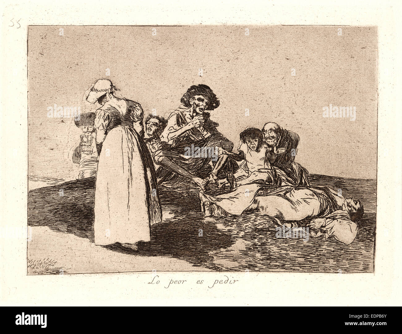 Francisco de Goya (Spanish, 1746-1828). The Worst Is to Beg (Lo Peor Es Pedir), 1810-1815, printed 1863 Stock Photo