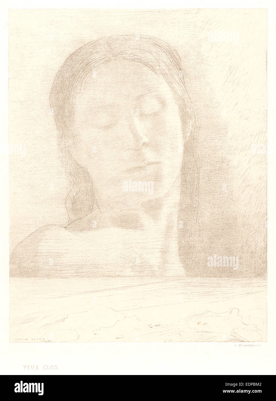 Odilon Redon (French, 1840 1916). Closed Eyes (Yeux clos), 1890