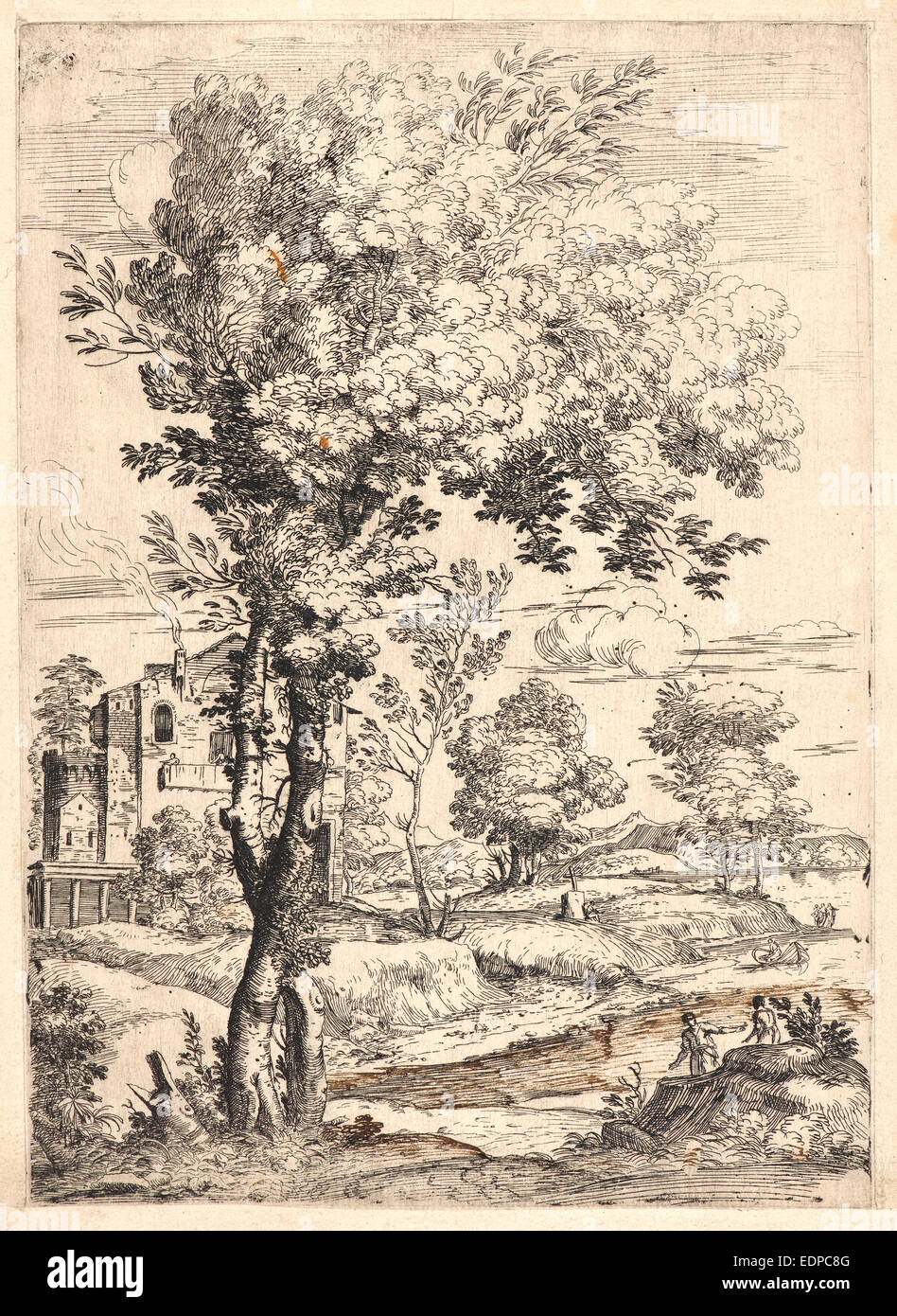 Giovanni Francesco Grimaldi (Italian, 1606 1680). Landscape with Two