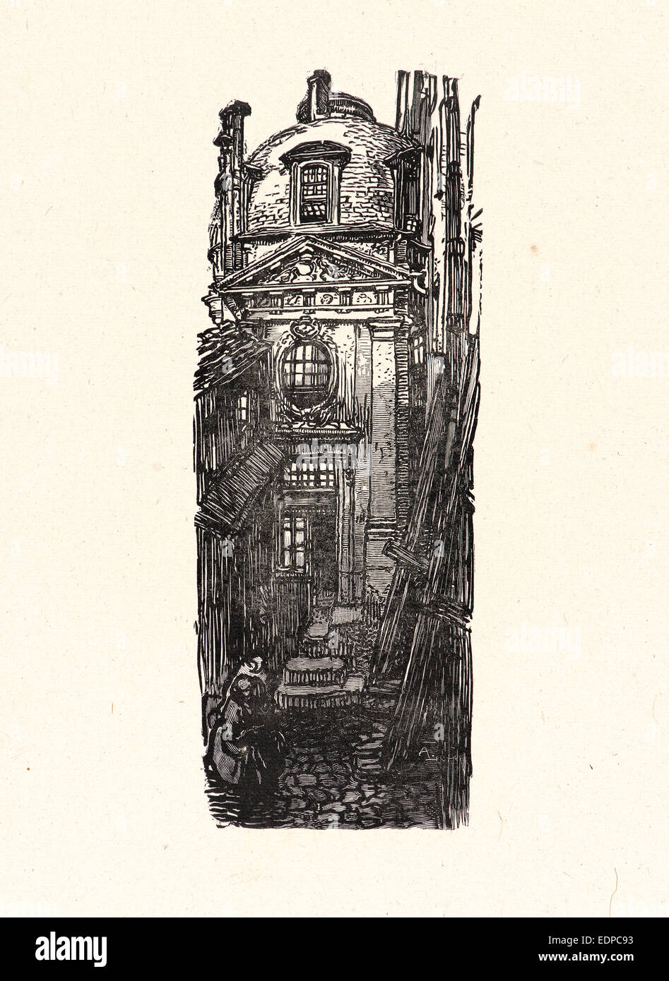 Auguste Louis Lepère (French, 1849 - 1918). Image from “La Bièvre, Les Gobelins, Saint-Séverin”, ca. 1901. Wood engraving Stock Photo
