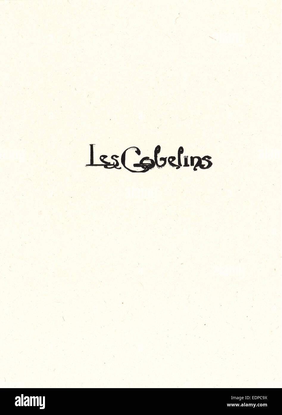Auguste Louis Lepère (French, 1849 - 1918). Title sheet from “La Bièvre, Les Gobelins, Saint-Séverin”, ca. 1901. Wood engraving Stock Photo
