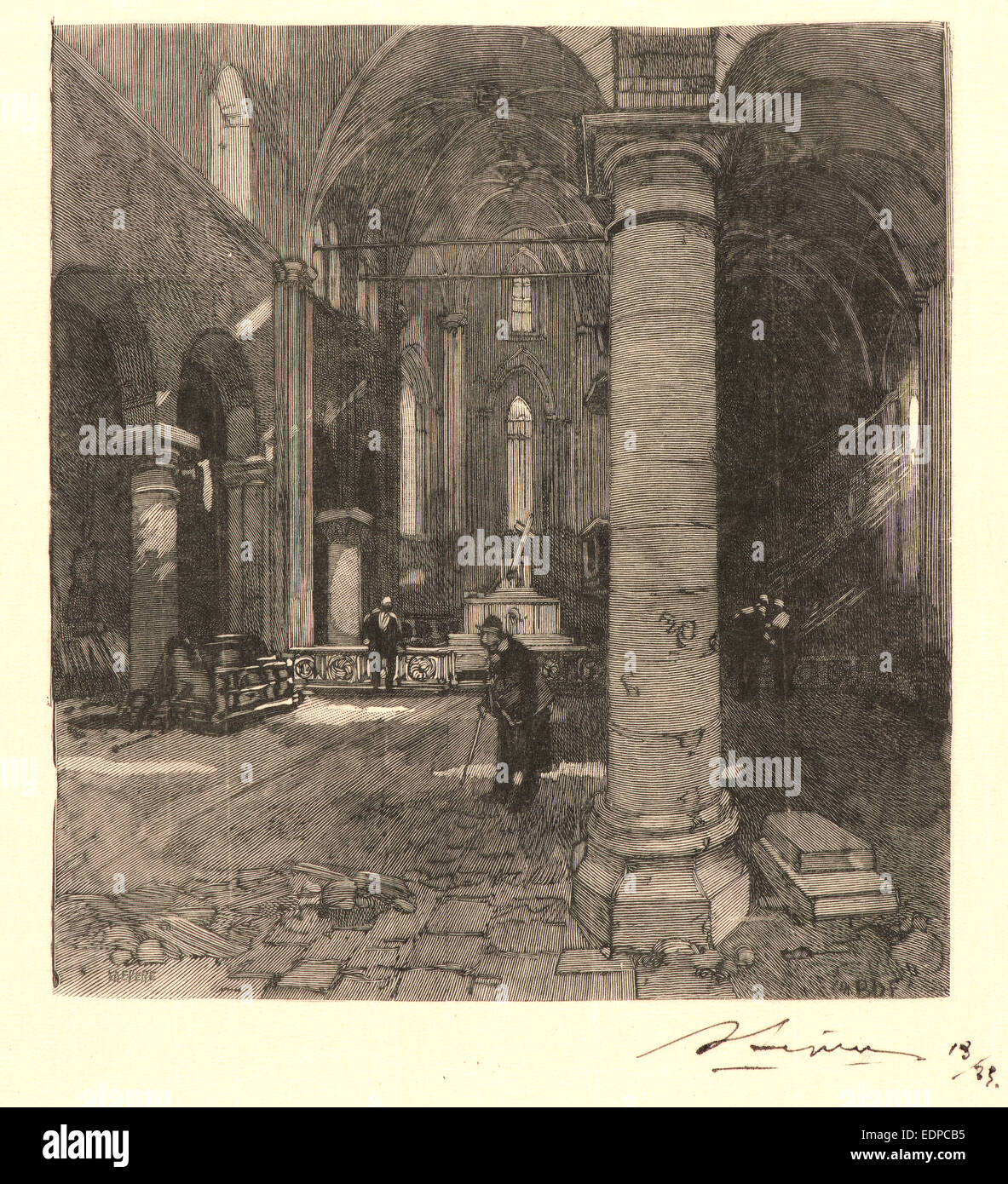 Auguste Louis Lepère (French, 1849 - 1918). Church Interior, ca. 1890 ...