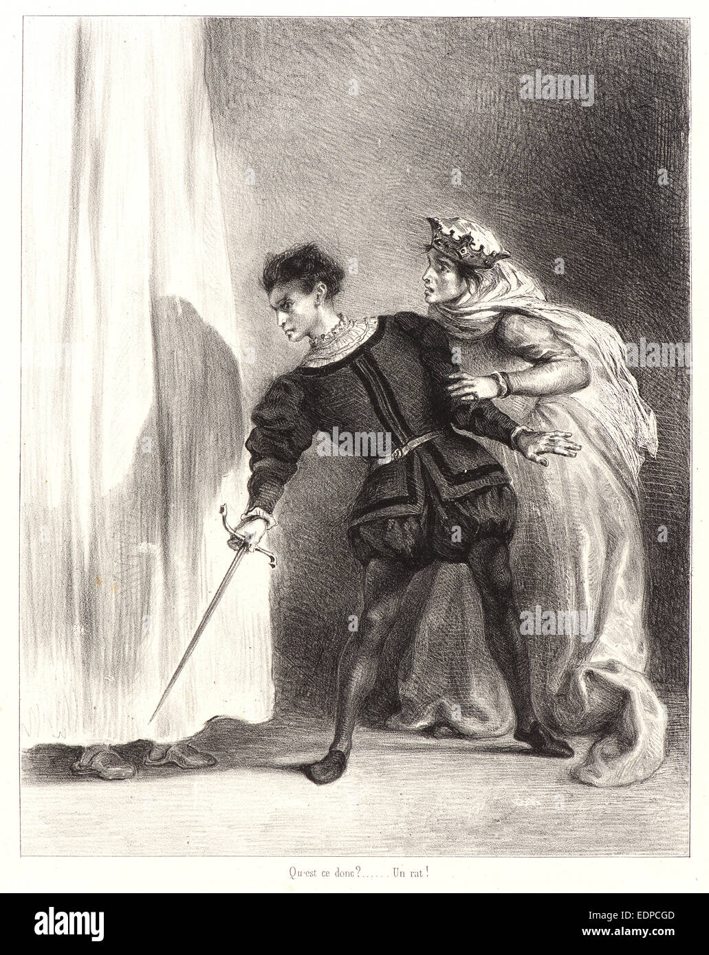 Eugène Delacroix (French, 1798 1863). Hamlet Qu'est ce donc?, 1834