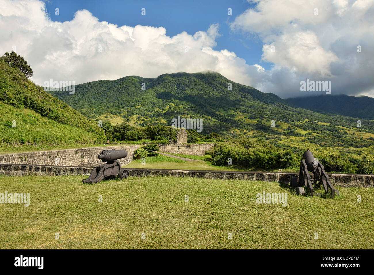 Old colonial fortress Brimstone Hill in St Kitts, the Caribbean Stock Photo