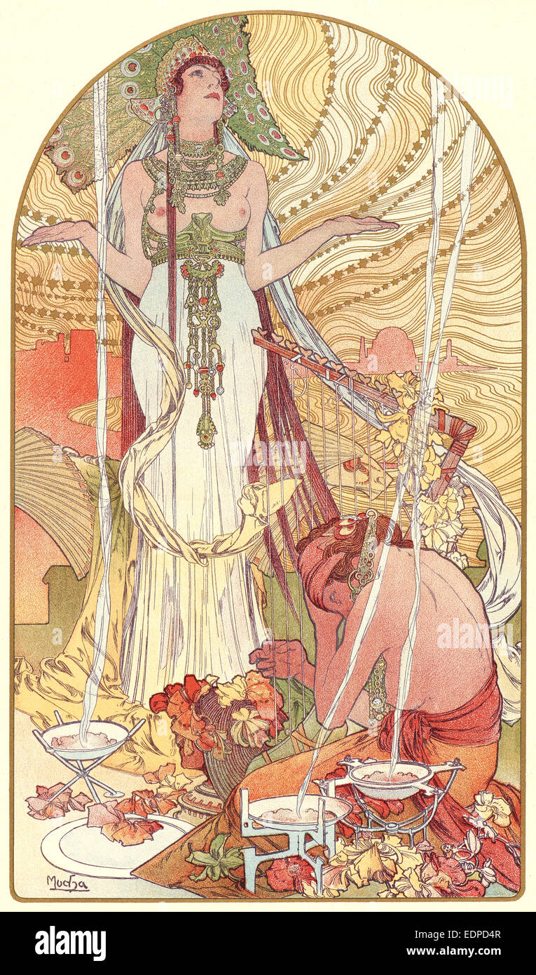 Alphonse Mucha (Czech, 1860 - 1939). Incantation (Salammbo), ca. 1897. Color lithograph on wove paper Stock Photo